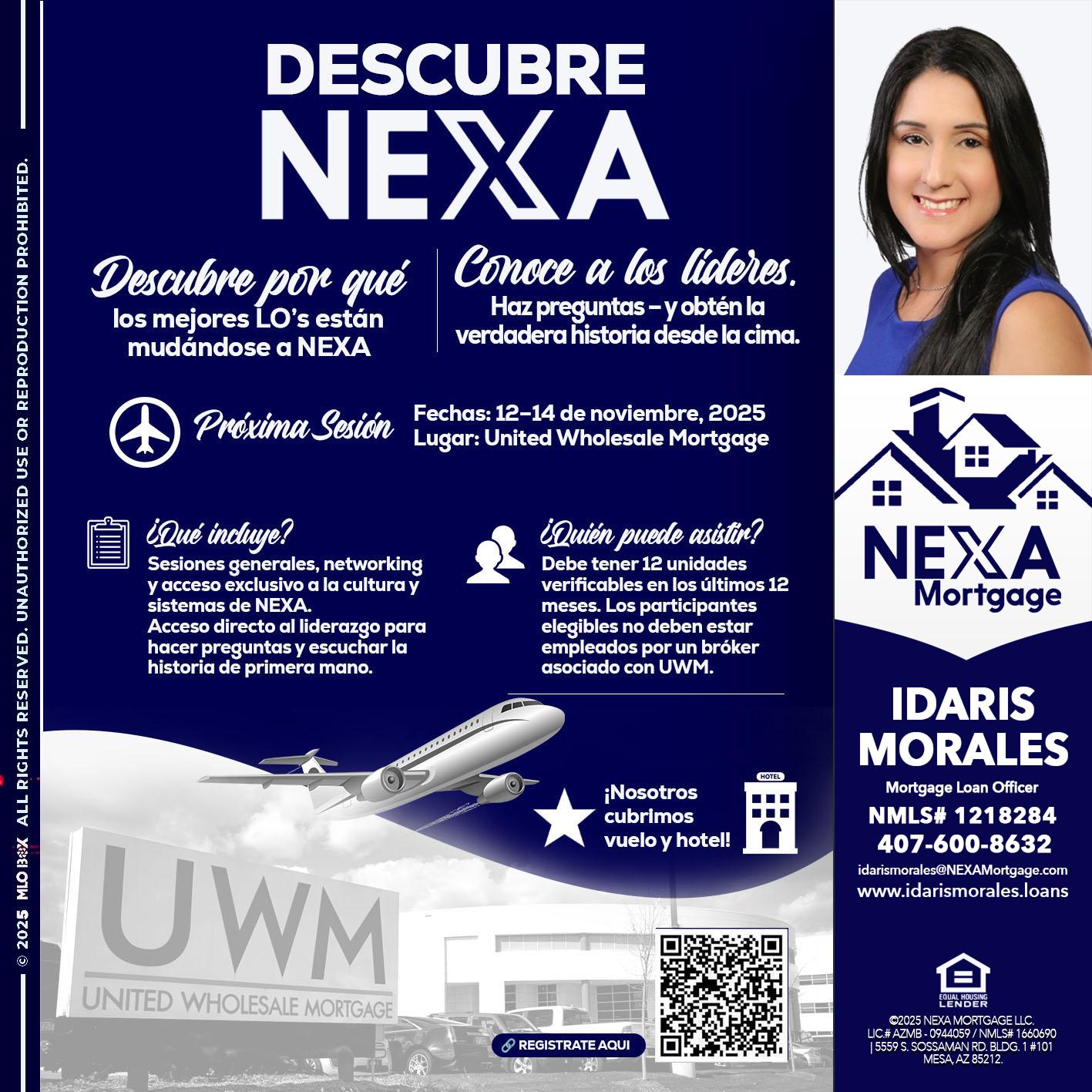DESCUBRE NEXA - Idaris Morales -Mortgage Loan Officer