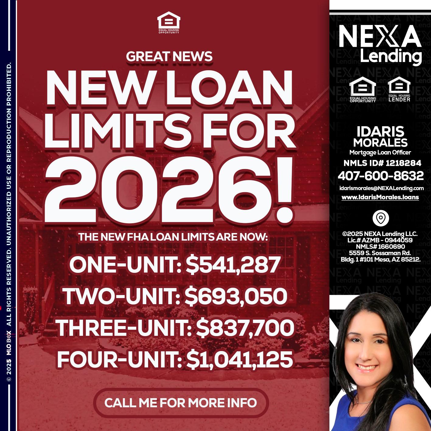 loan limits - Idaris Morales -Mortgage Loan Officer