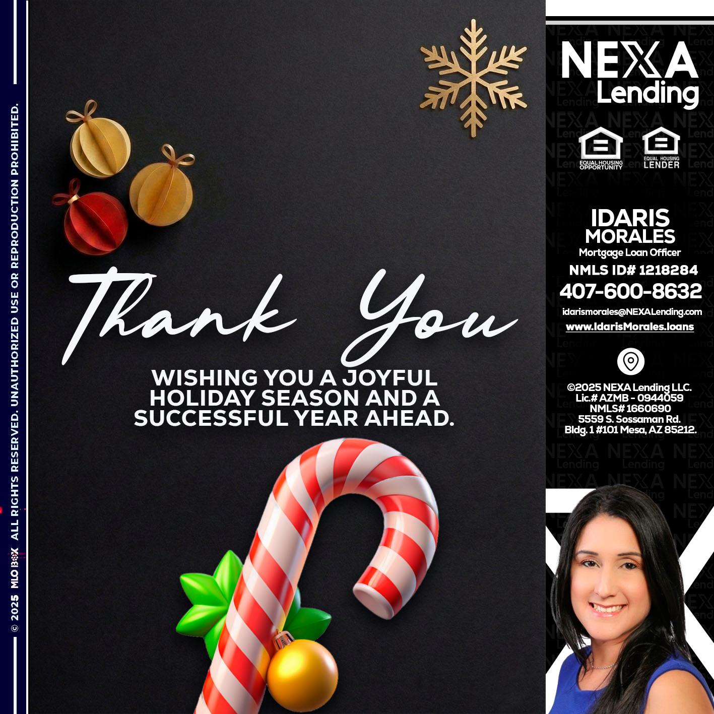 THANK YOU - Idaris Morales -Mortgage Loan Officer