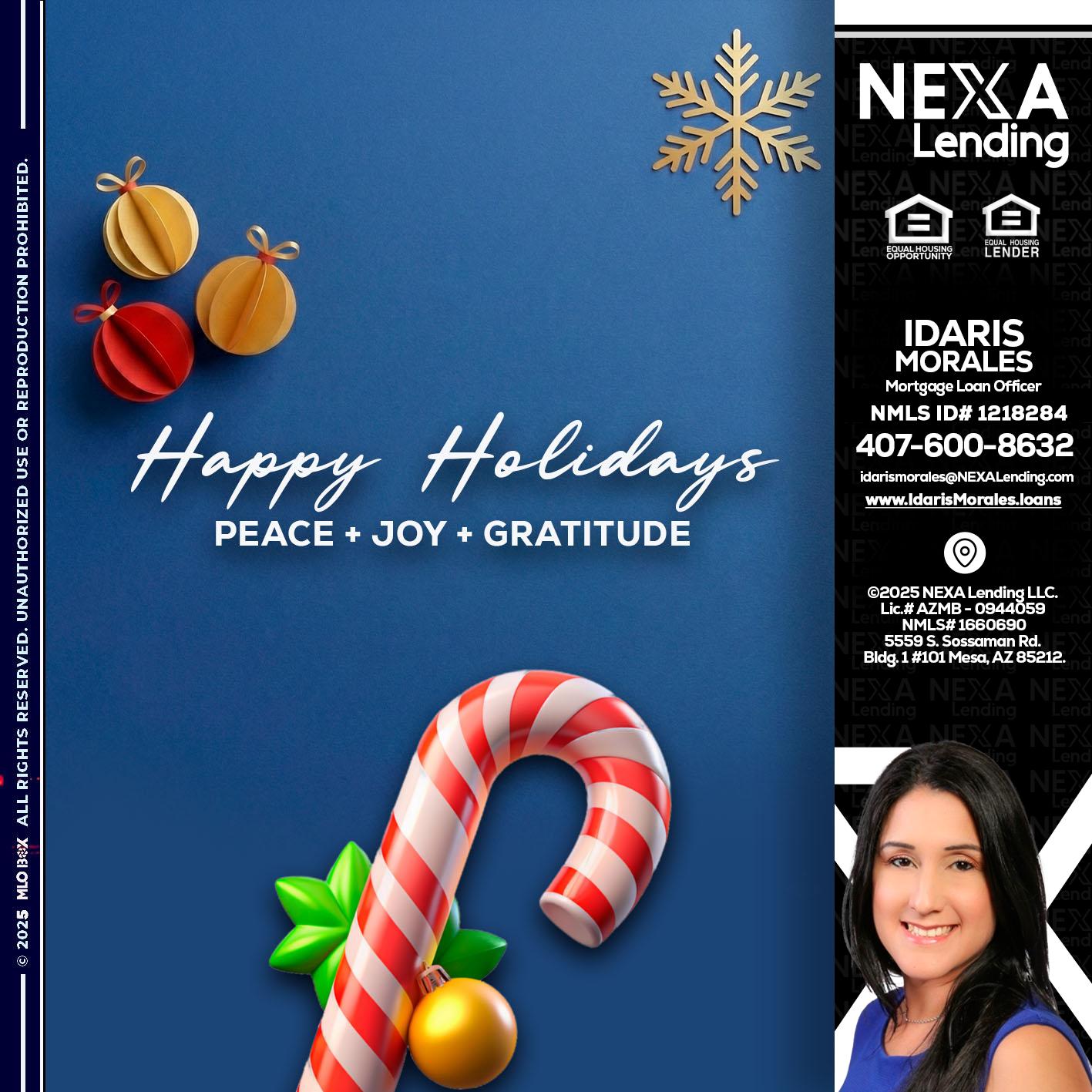 HAPPY HOLIDAYS - Idaris Morales -Mortgage Loan Officer