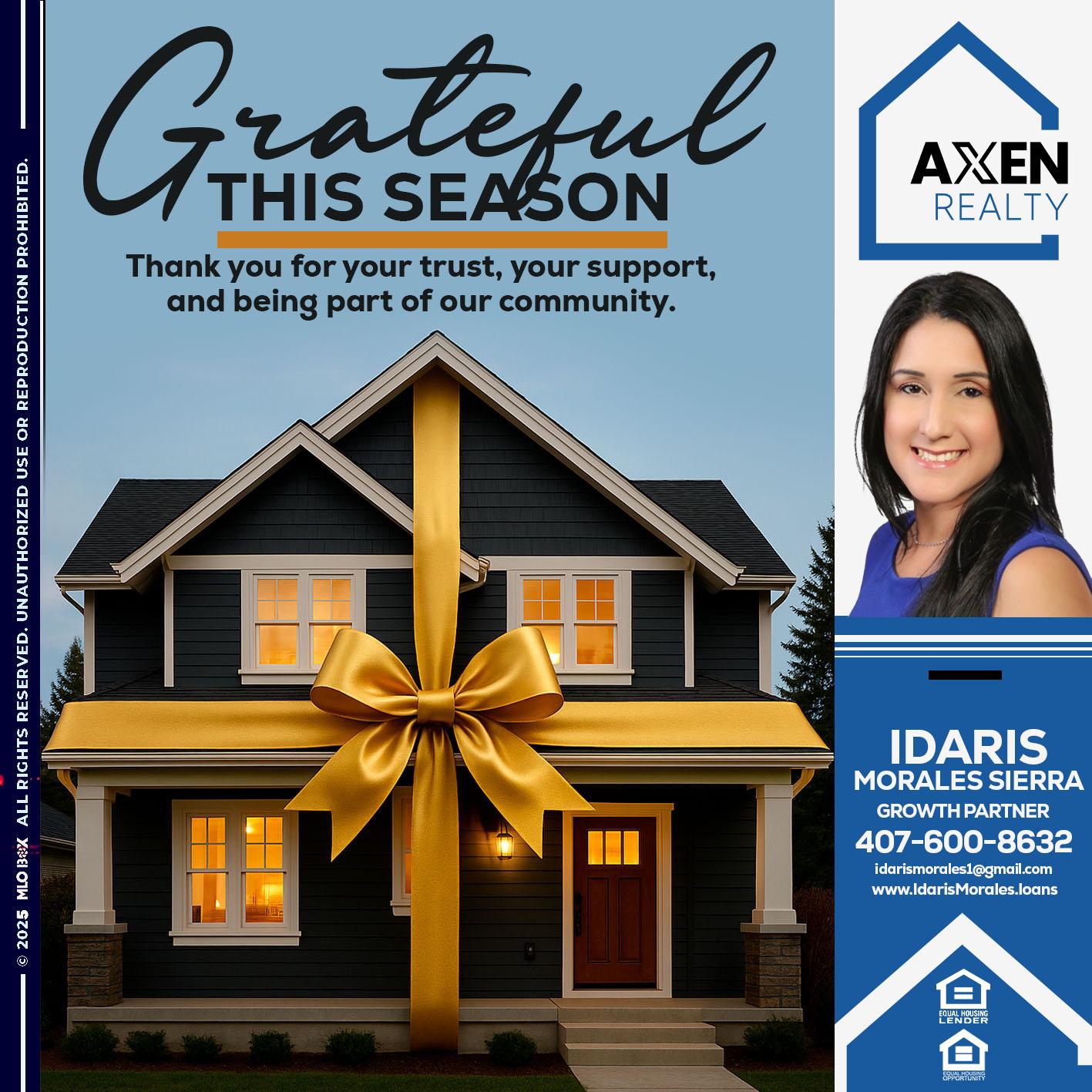 GRATEFUL - Idaris Morales -Mortgage Loan Officer