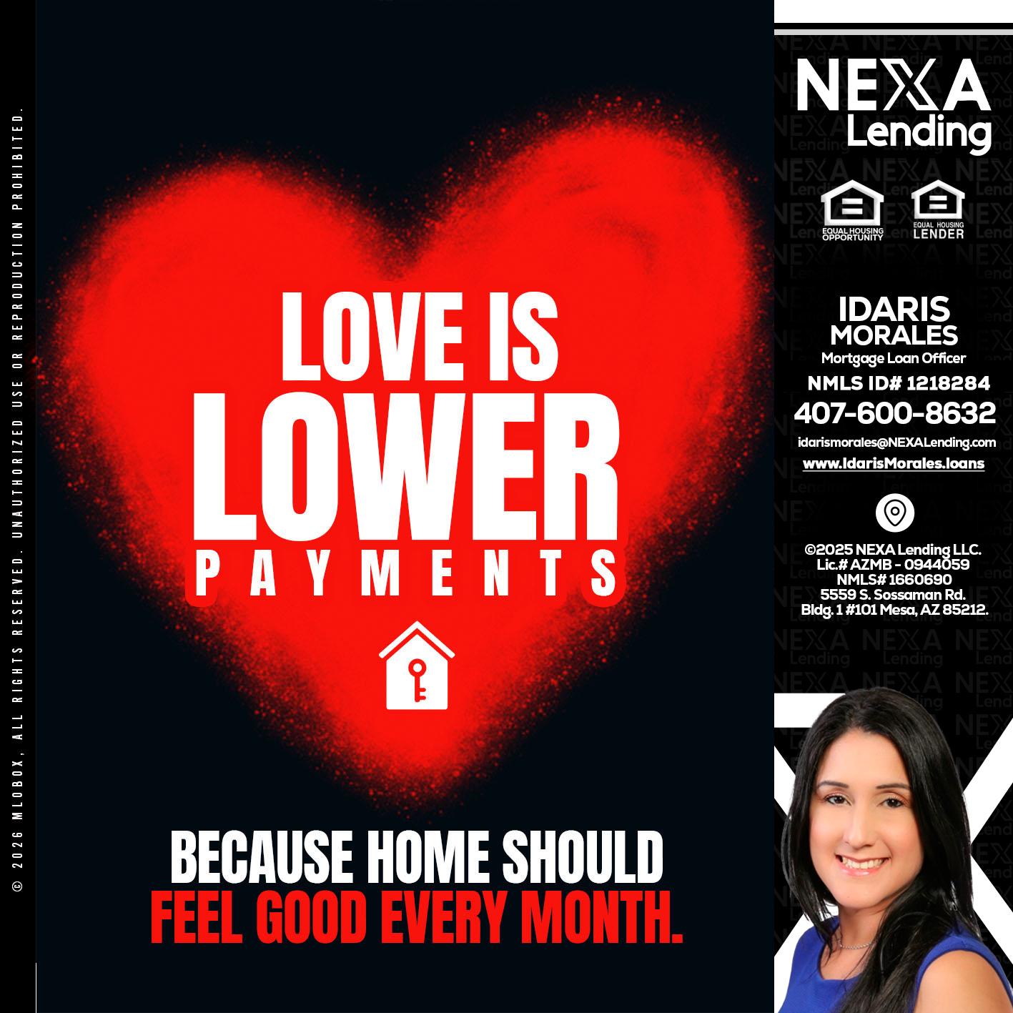 LOVE IS LOWER - Idaris Morales -Mortgage Loan Officer