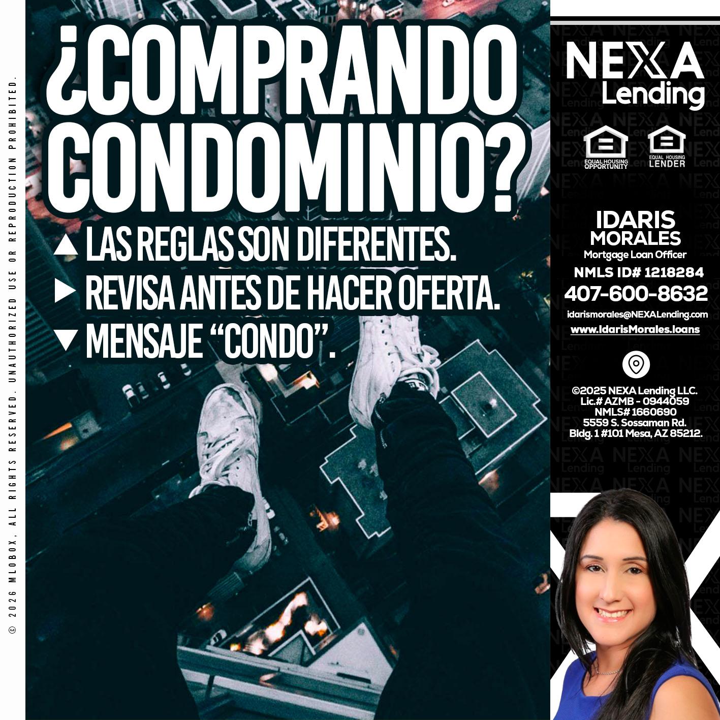 COMPRANDO CONDOMINIO? - Idaris Morales -Mortgage Loan Officer
