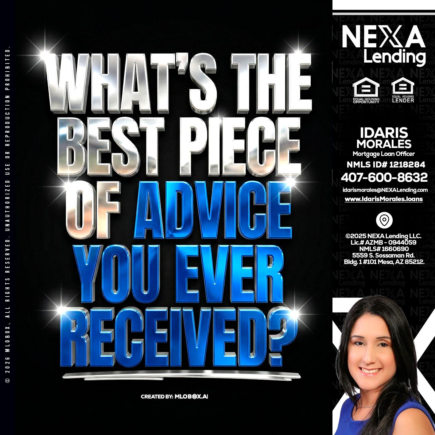 WHATS THE BEST - Idaris Morales -Mortgage Loan Officer