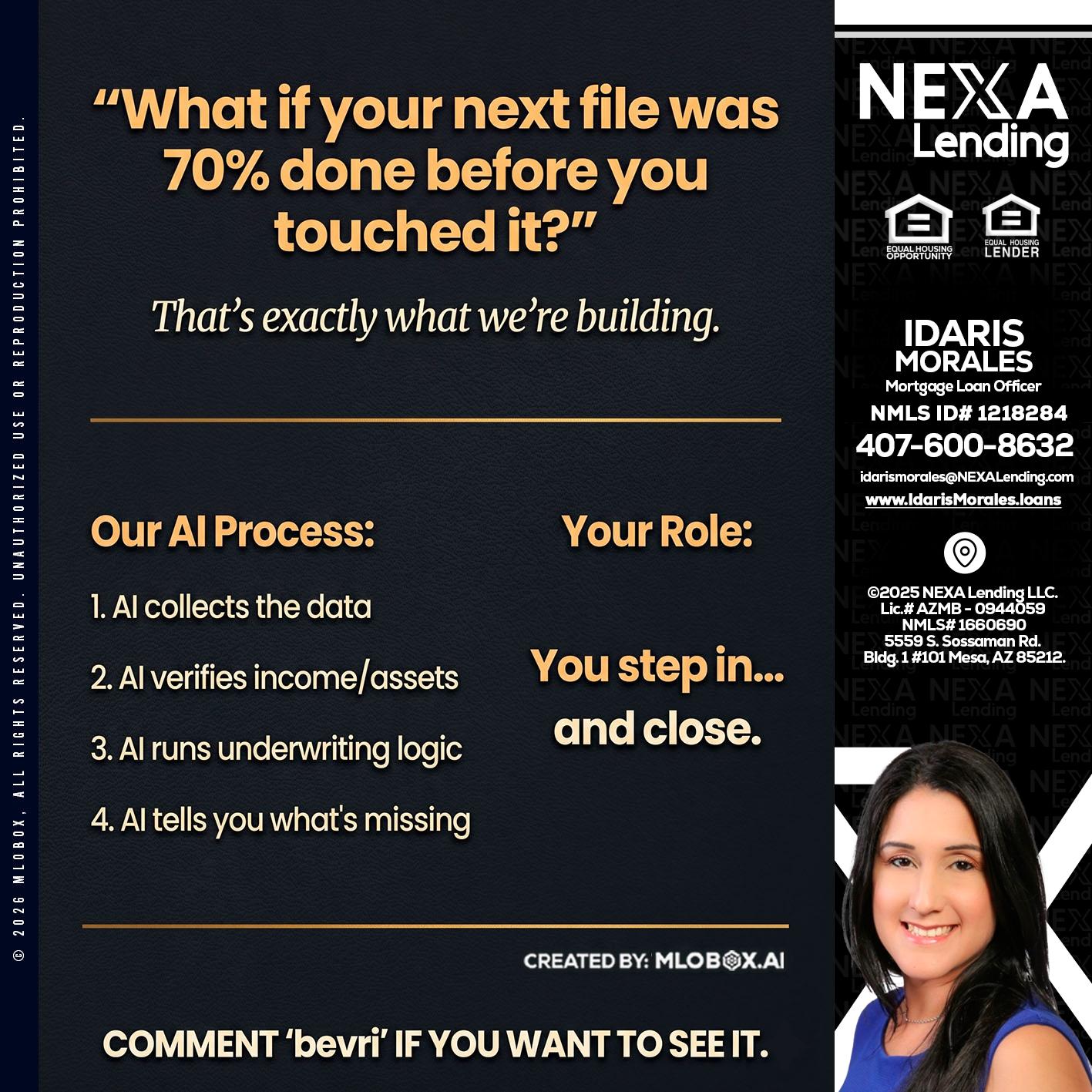 WHAT IF YOUR - Idaris Morales -Mortgage Loan Officer