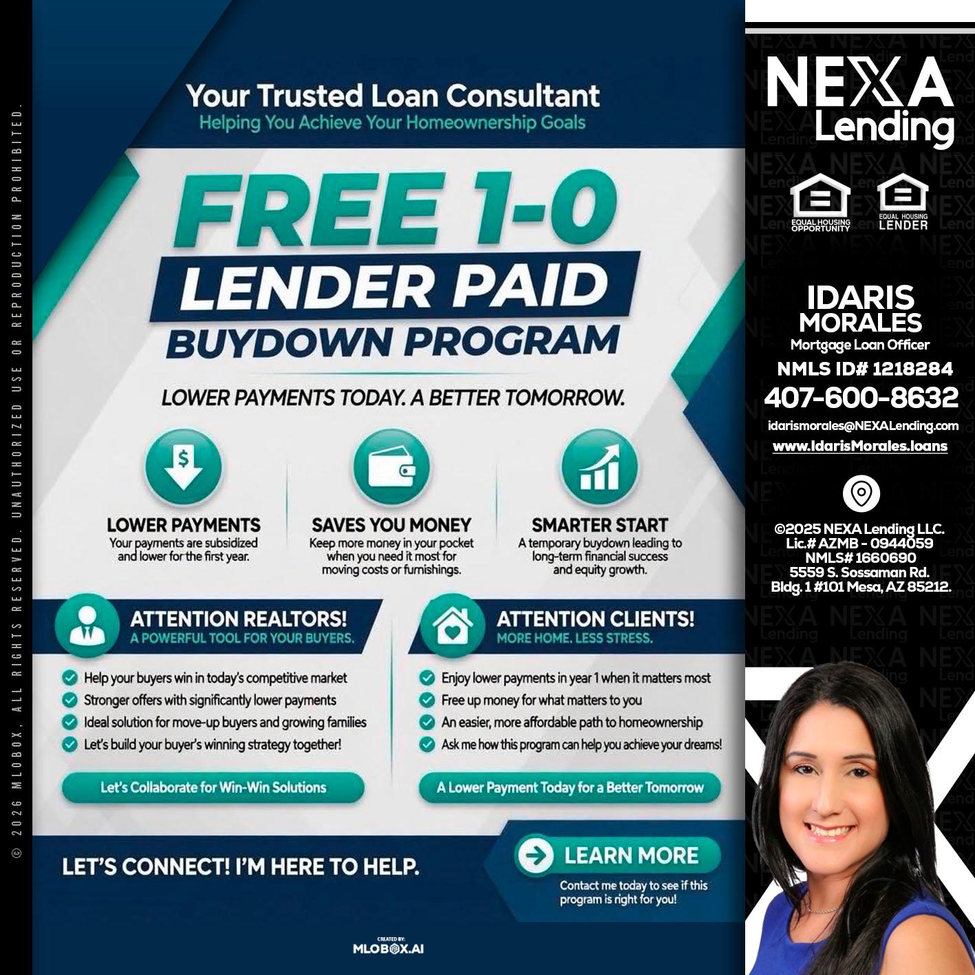 FREE 1-0 - Idaris Morales -Mortgage Loan Officer