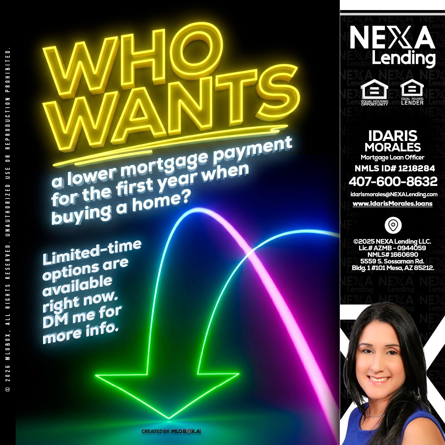 WHO WANTS - Idaris Morales -Mortgage Loan Officer