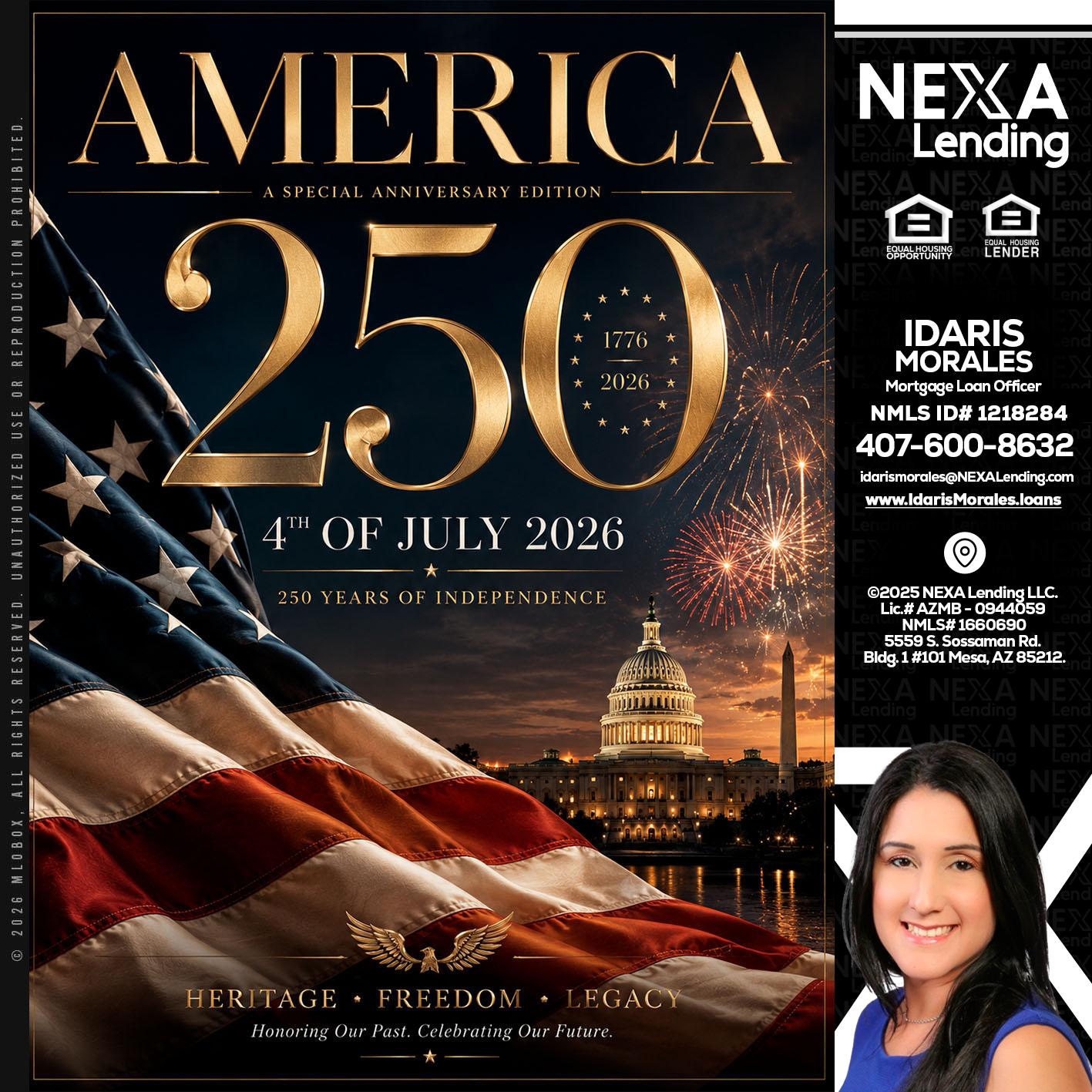 AMERICA 250 TH - Idaris Morales -Mortgage Loan Officer