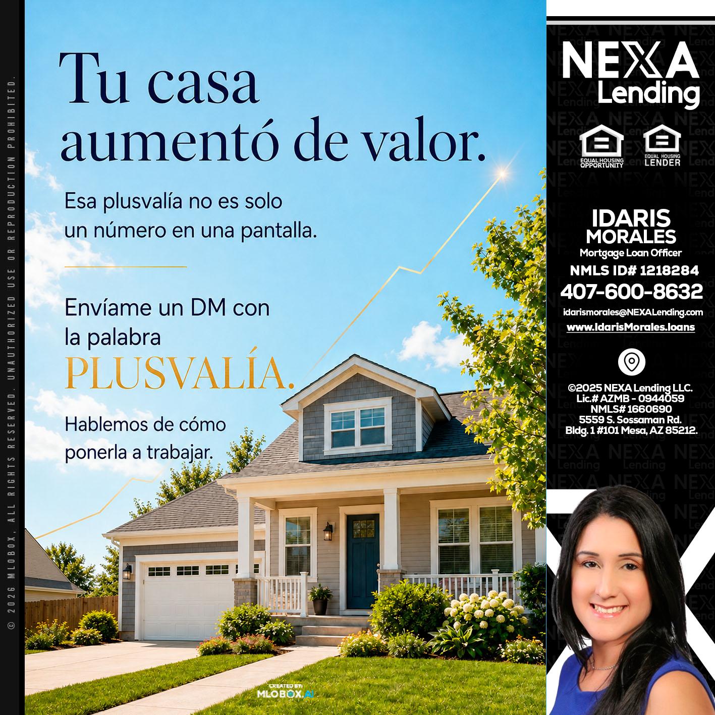 tu casa aumento - Idaris Morales -Mortgage Loan Officer