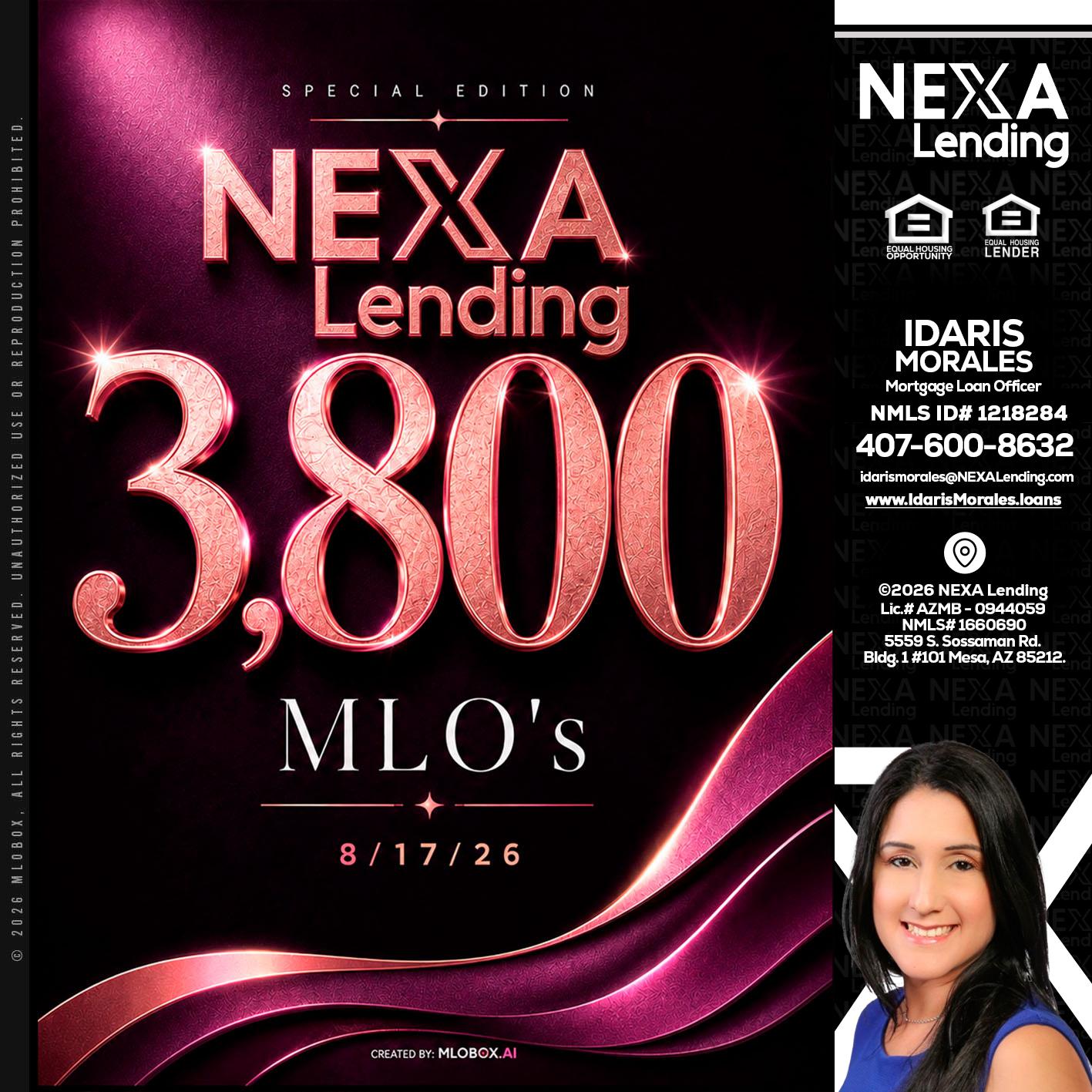 3800 MLOs - Idaris Morales -Mortgage Loan Officer