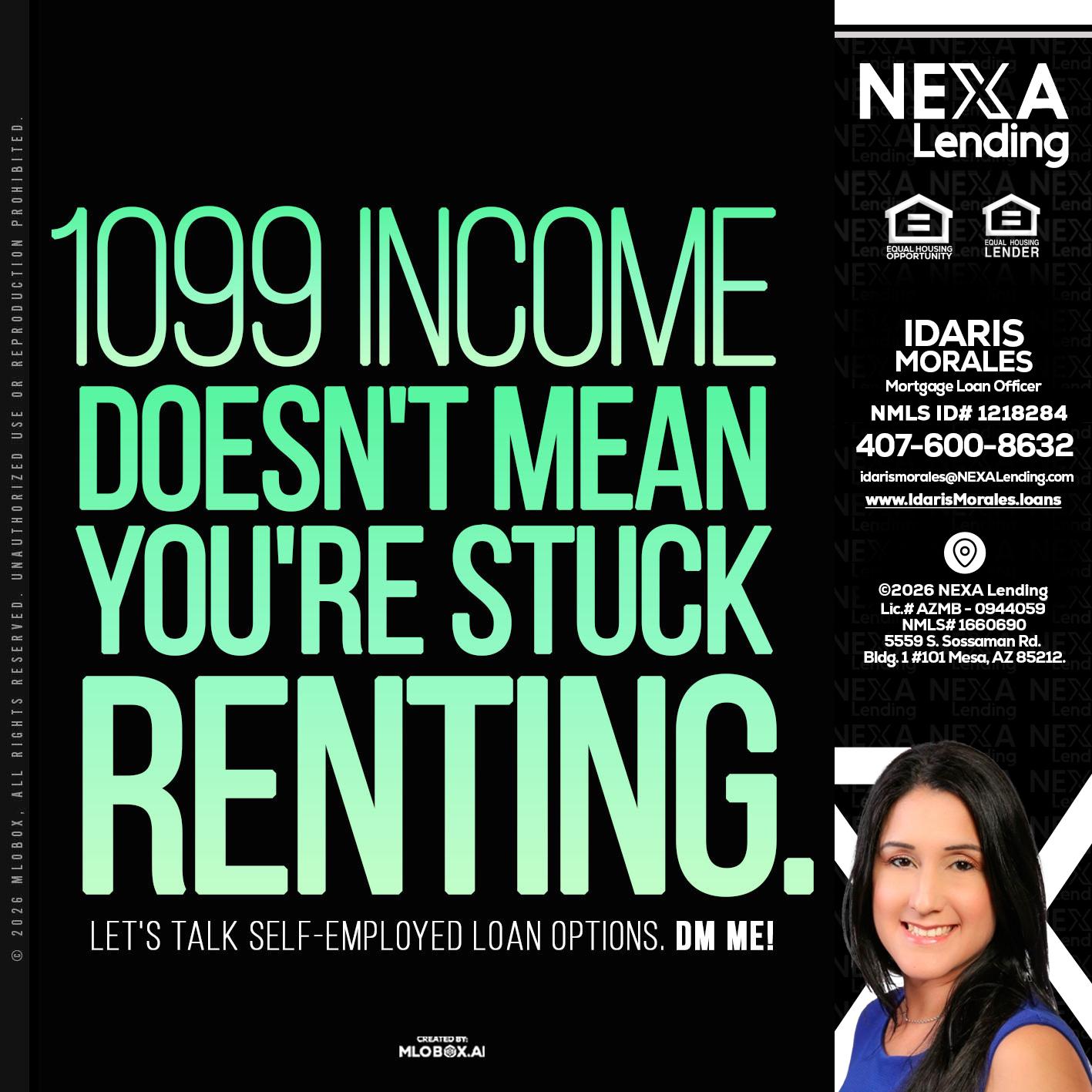 1099 income - Idaris Morales -Mortgage Loan Officer