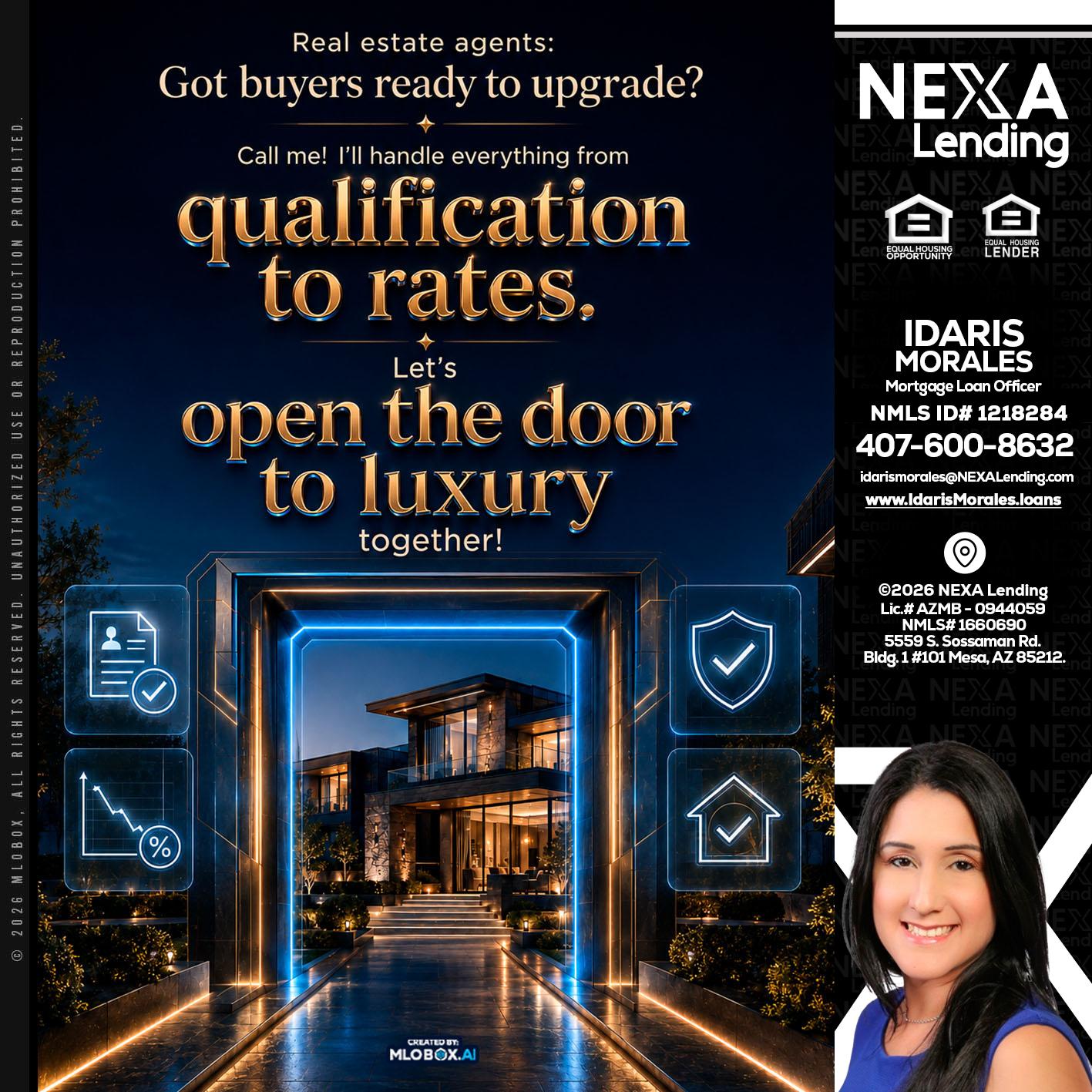 QUALIFICATION TO RATES - Idaris Morales -Mortgage Loan Officer