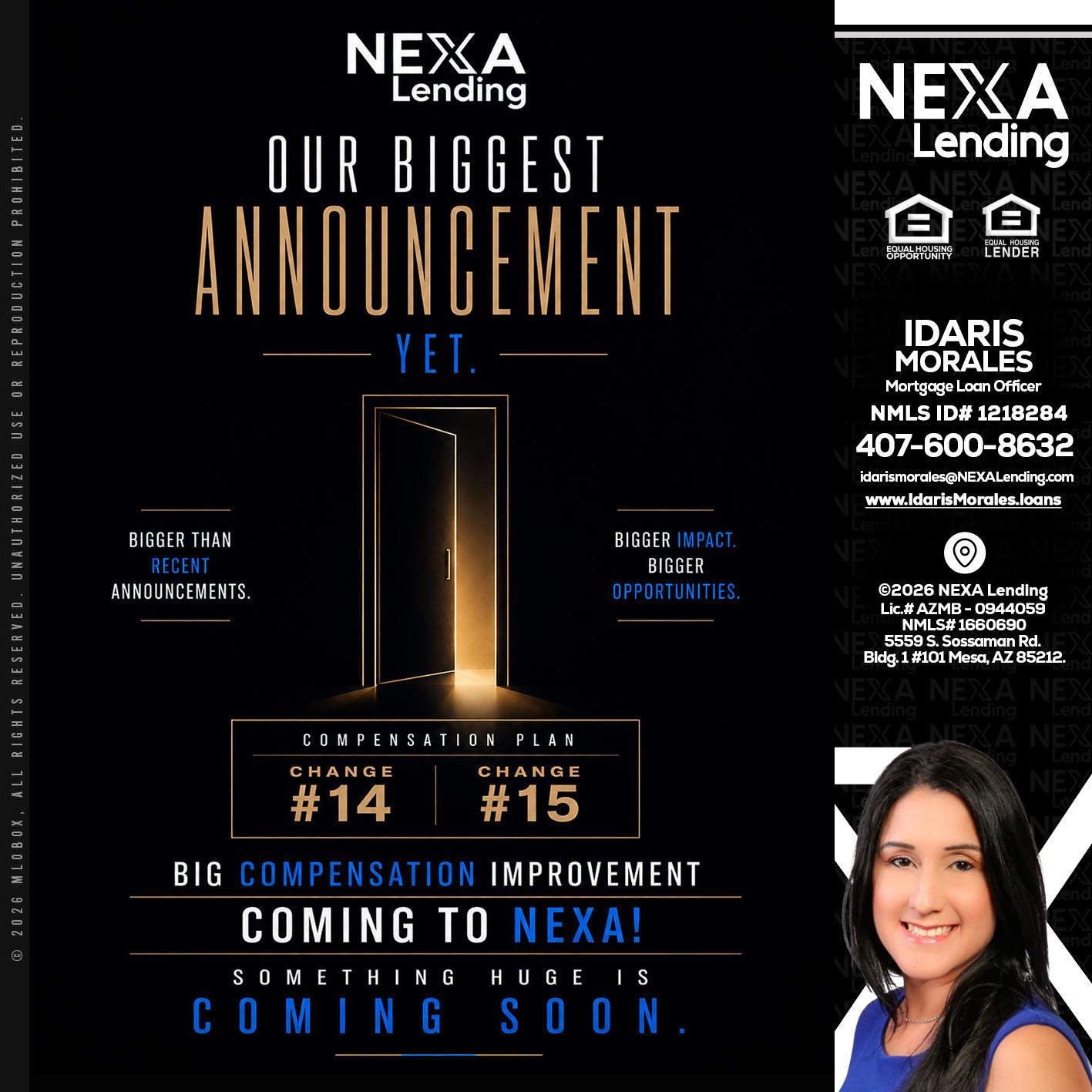ANNOUNCEMENT - Idaris Morales -Mortgage Loan Officer