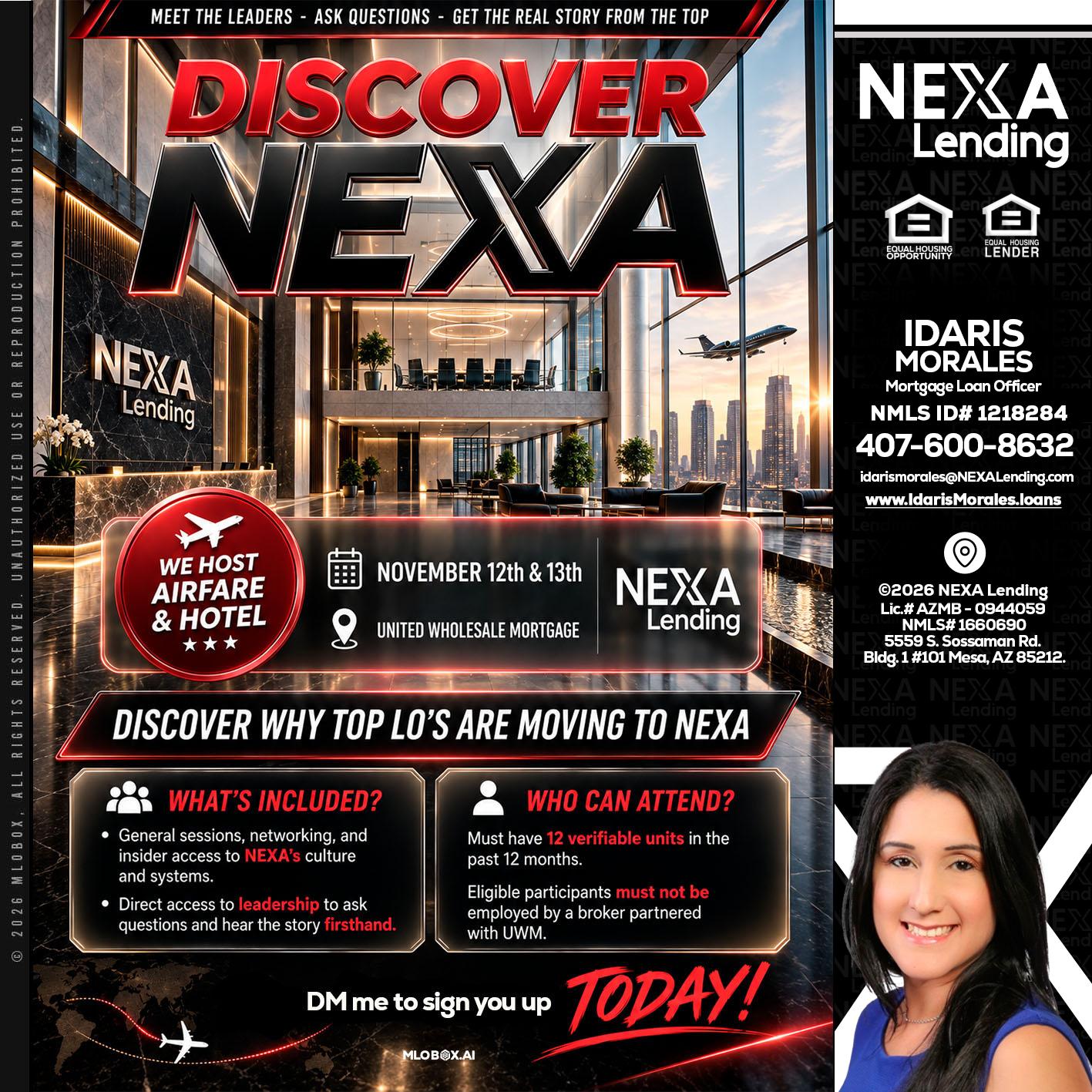DISCOVER NEXA - Idaris Morales -Mortgage Loan Officer